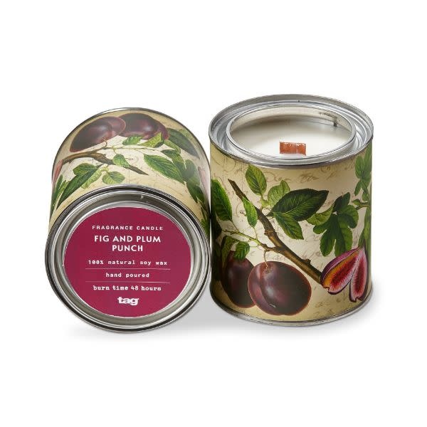 available at m. lynne designs fig & plum punch tin candle