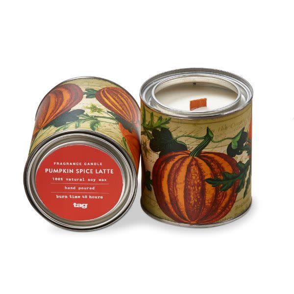 available at m. lynne designs pumpkin spice latte tin candle