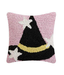 available at m. lynne designs witch hat with stars hook pillow