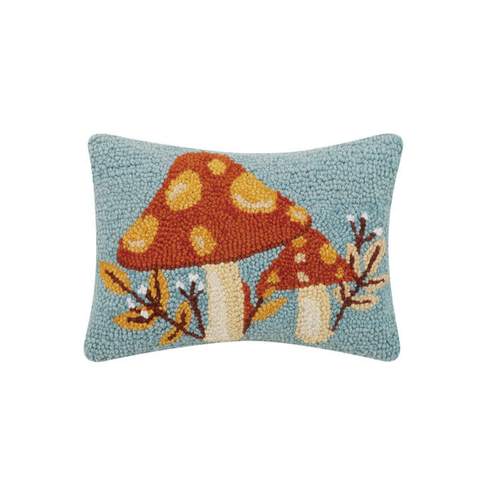 m. lynne designs autumn mushrooms hook pillow