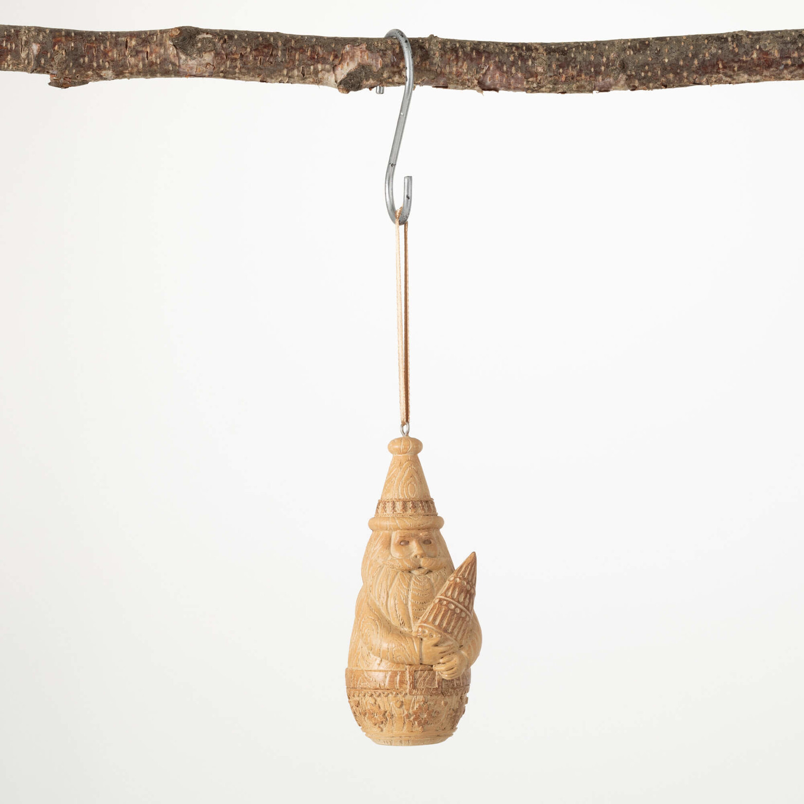 m. lynne designs natural santa ornament