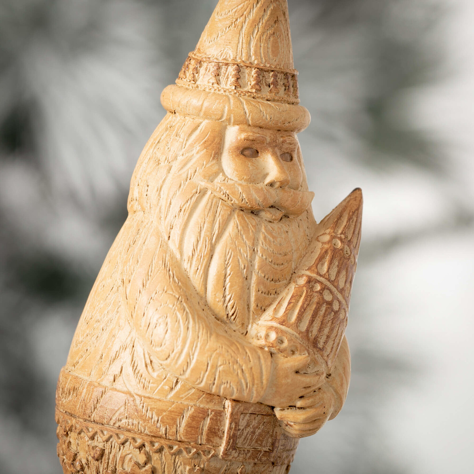 m. lynne designs natural santa ornament