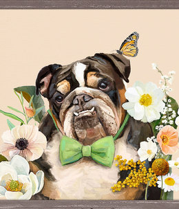 available at m. lynne designs Floral Bulldog Portrait Framed Canvas