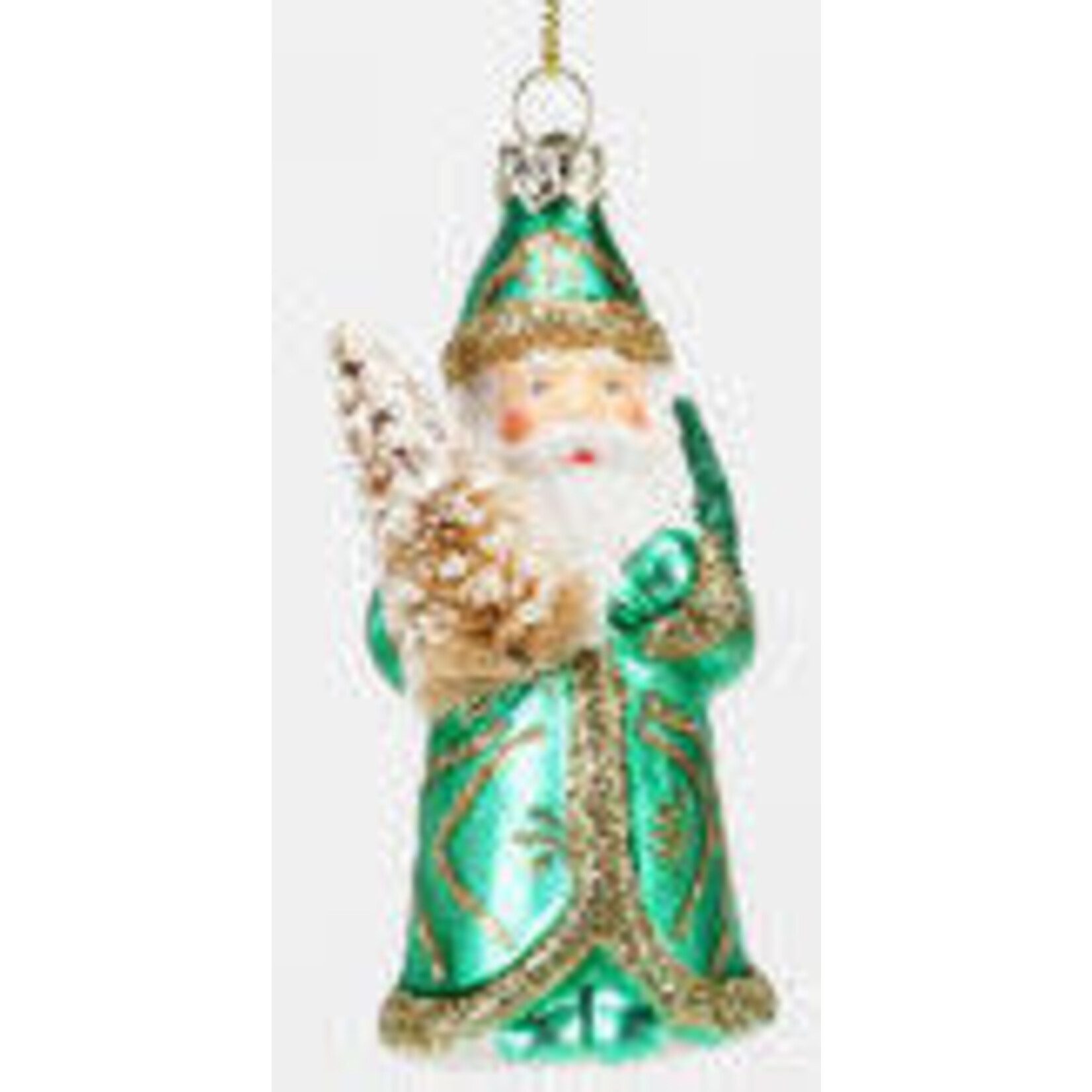 m. lynne designs santa with tree glass ornament