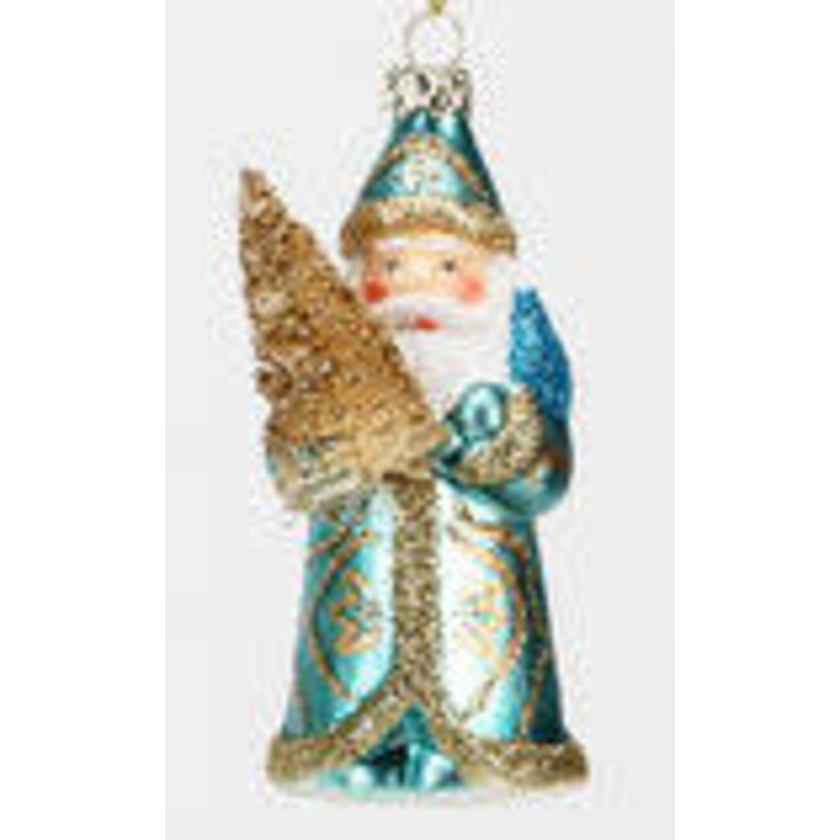 m. lynne designs santa with tree glass ornament
