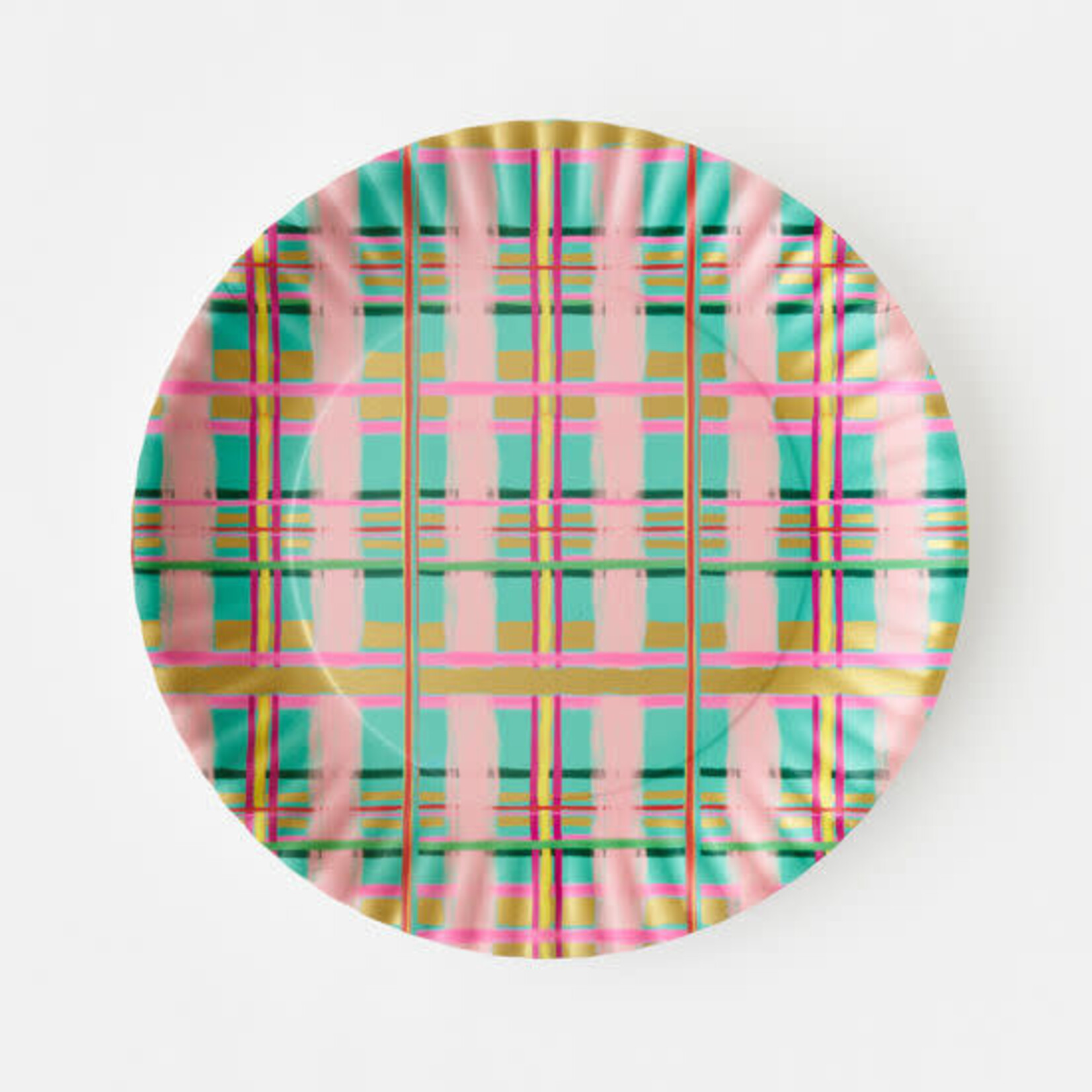 m. lynne designs colorful plaid 'paper' melamine platter