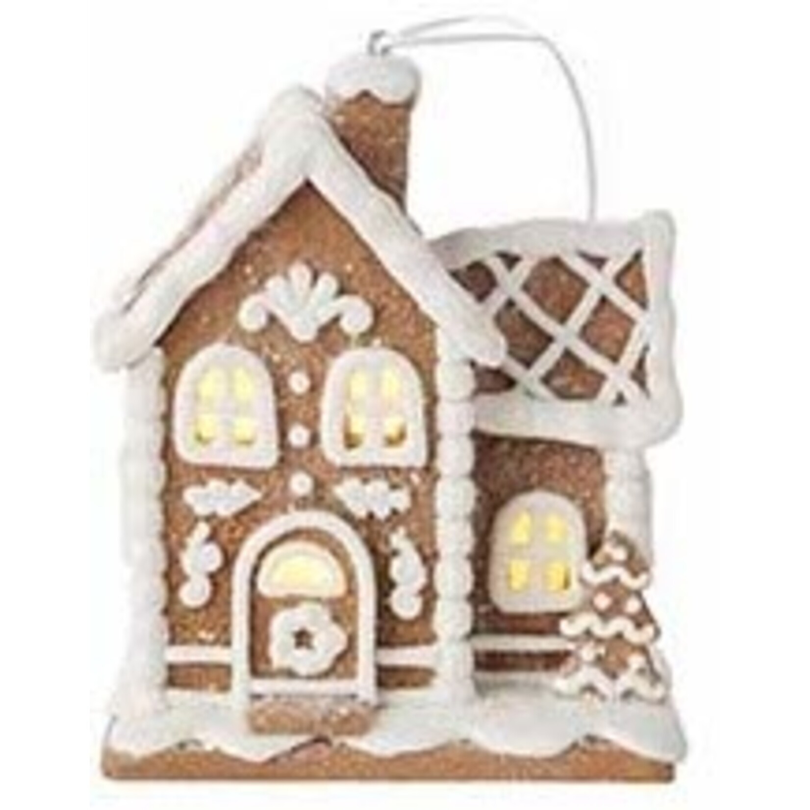 m. lynne designs white icing lighted gingerbread house ornament