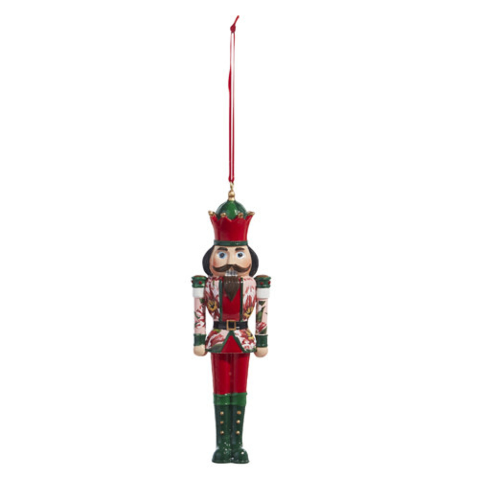 m. lynne designs poinsettia nutcracker ornament