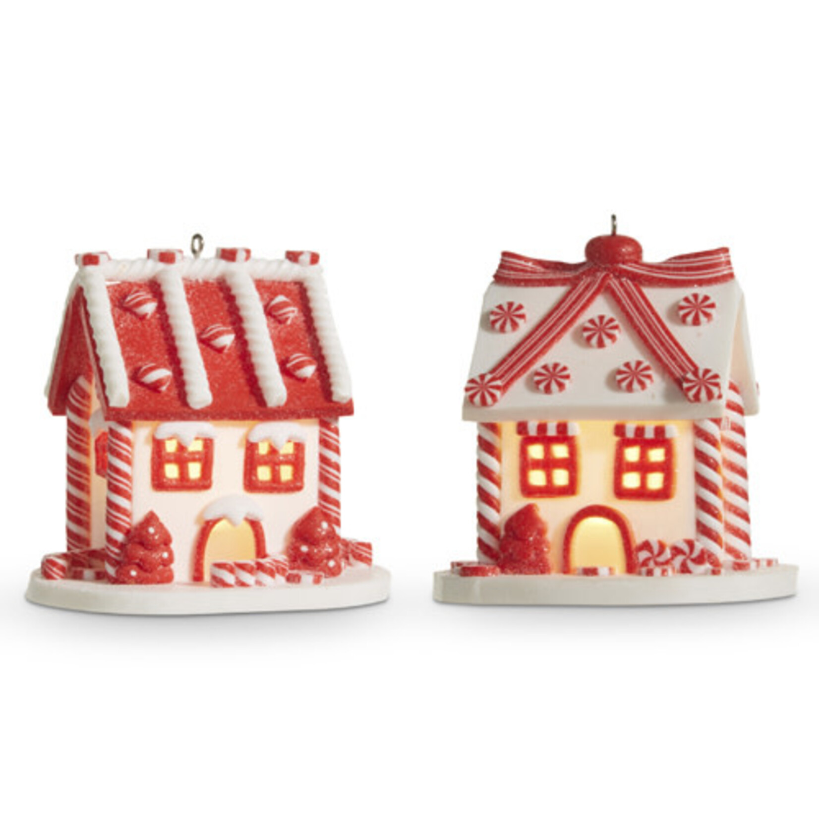 m. lynne designs red & white peppermint lighted candy house ornament