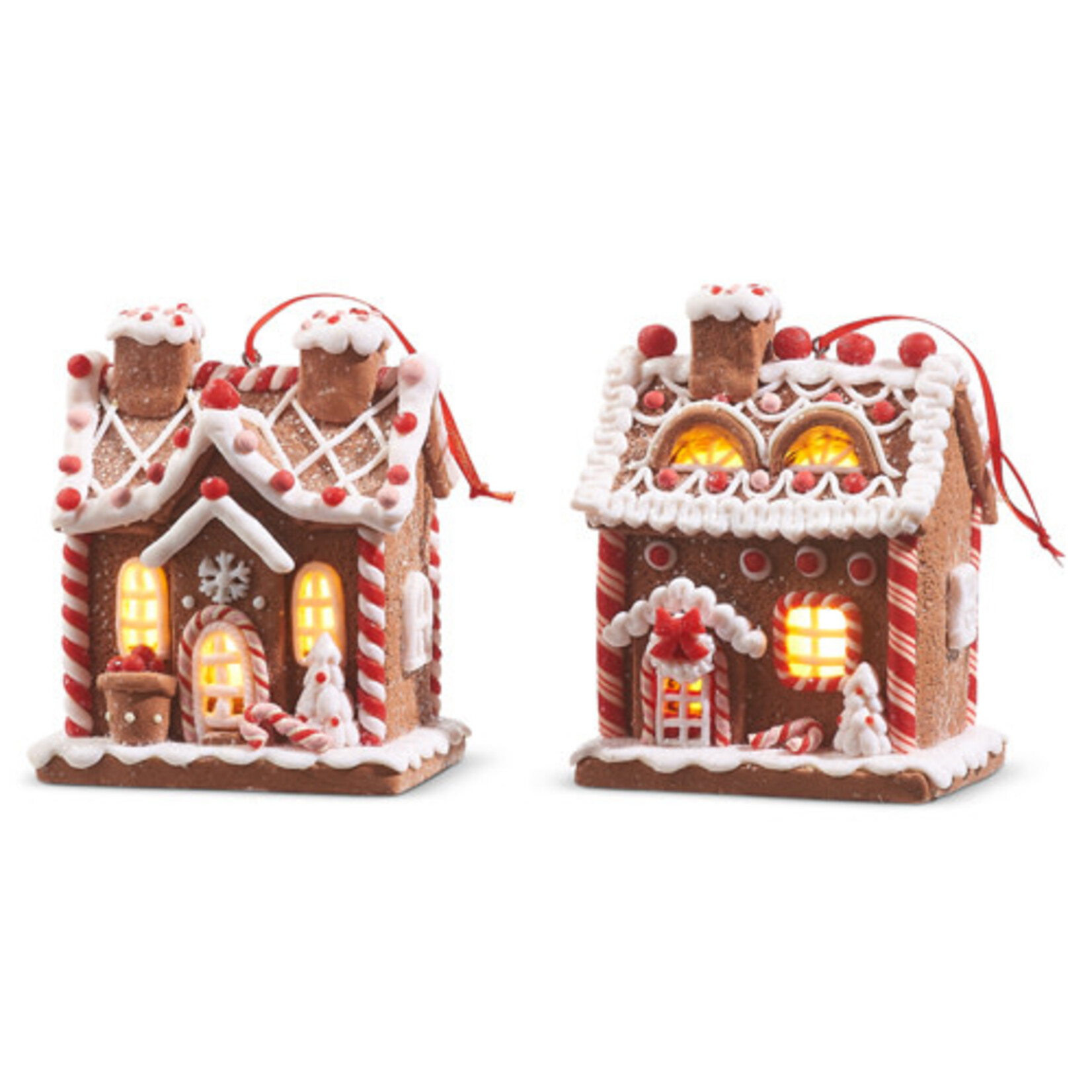 m. lynne designs red & white gingerbread house ornament