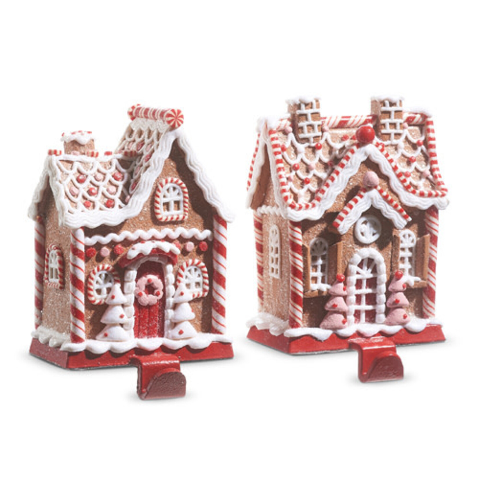 m. lynne designs red & white gingerbread house stocking holder