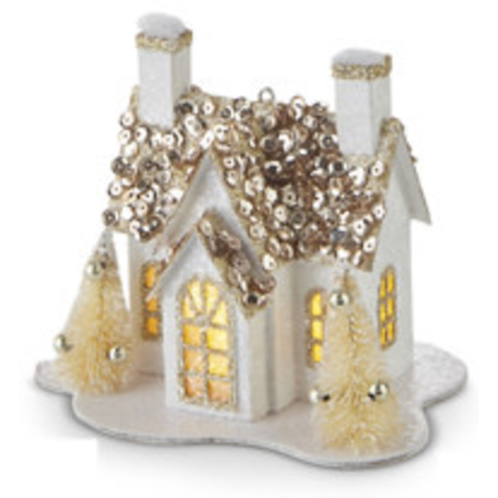 m. lynne designs paper house ornament with glitter