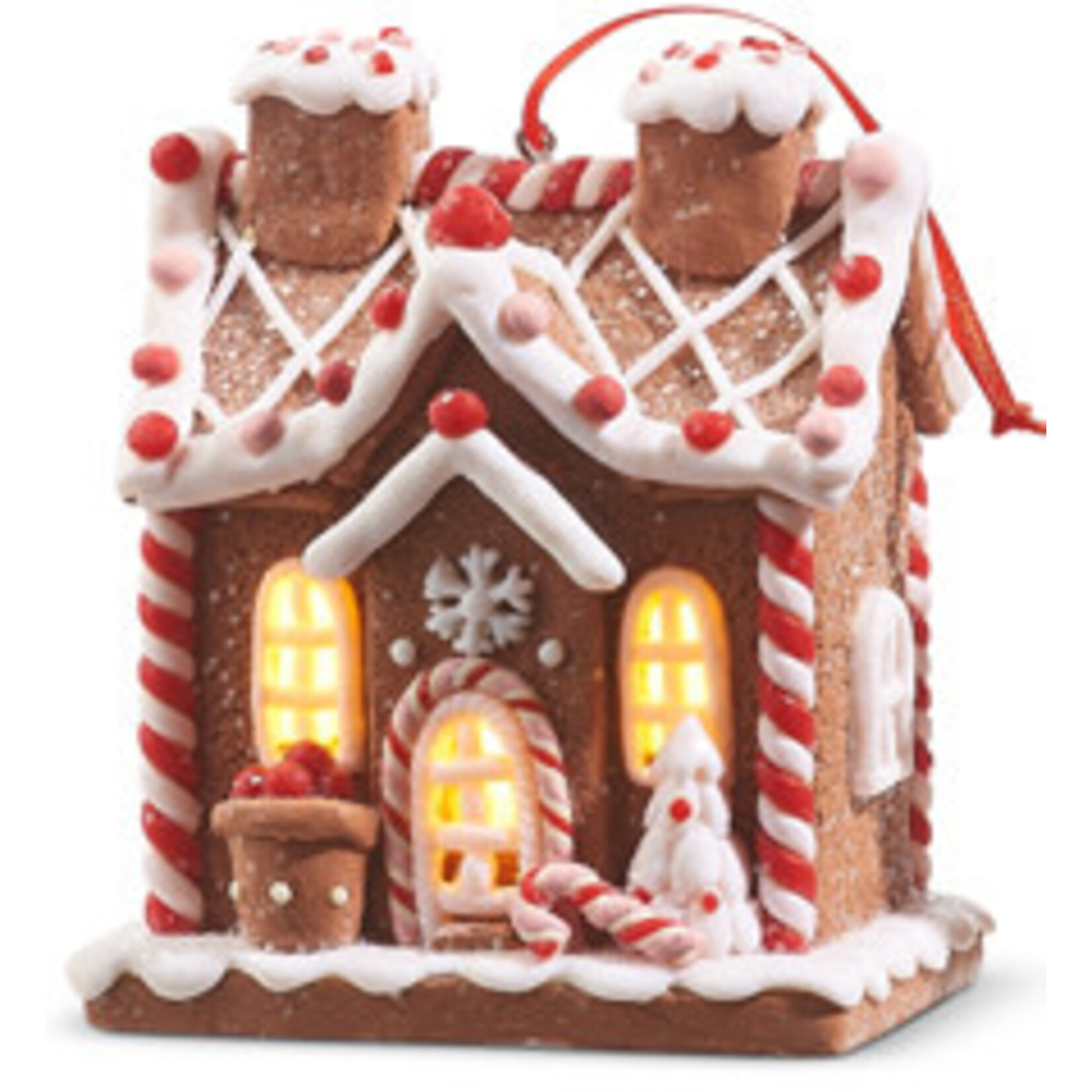 m. lynne designs red & white gingerbread house ornament