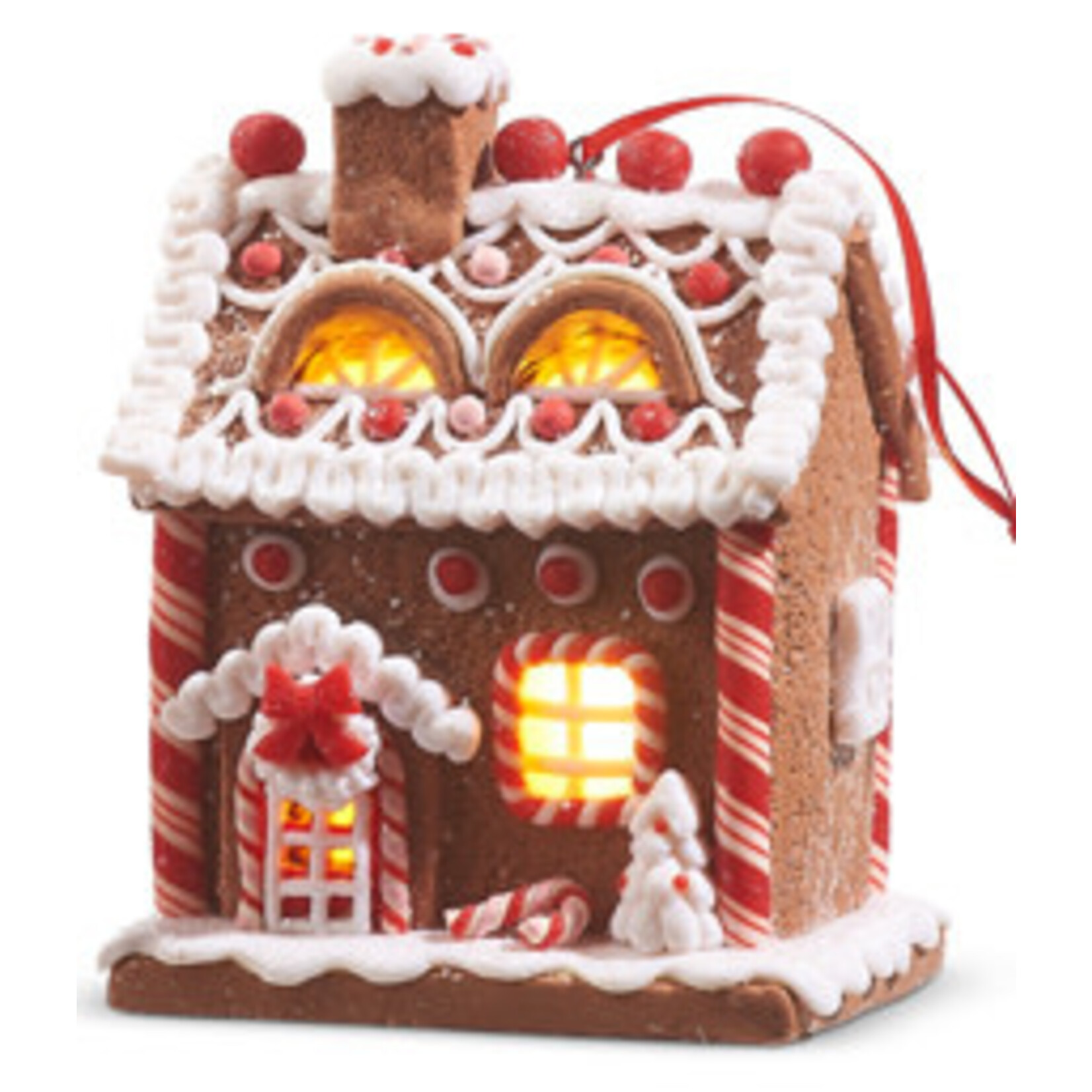 m. lynne designs red & white gingerbread house ornament