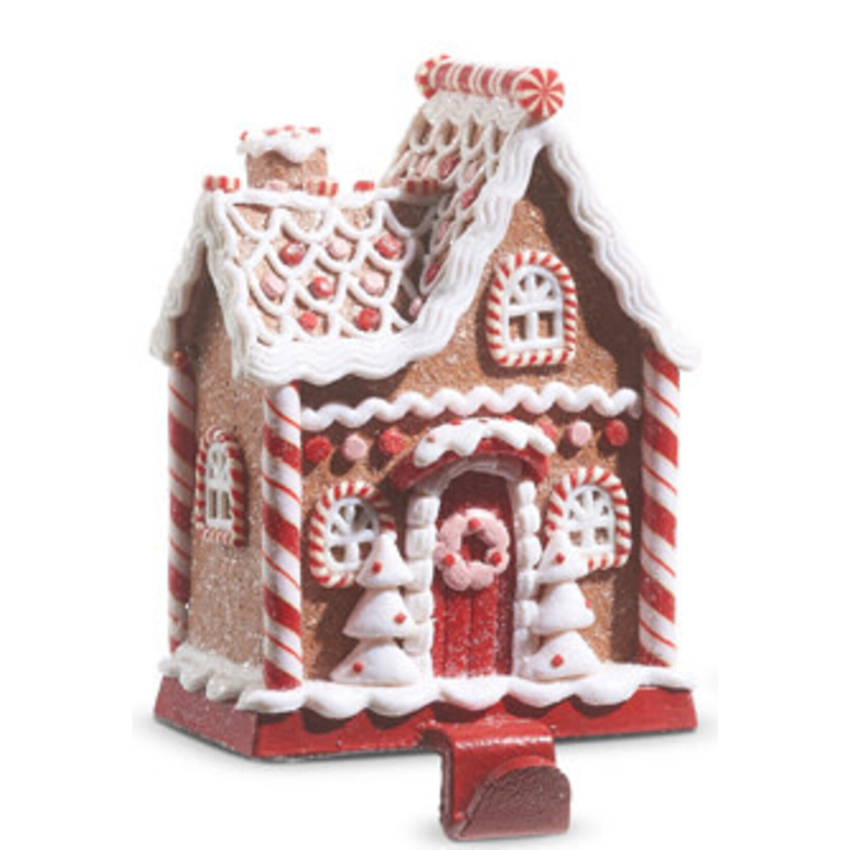 m. lynne designs red & white gingerbread house stocking holder