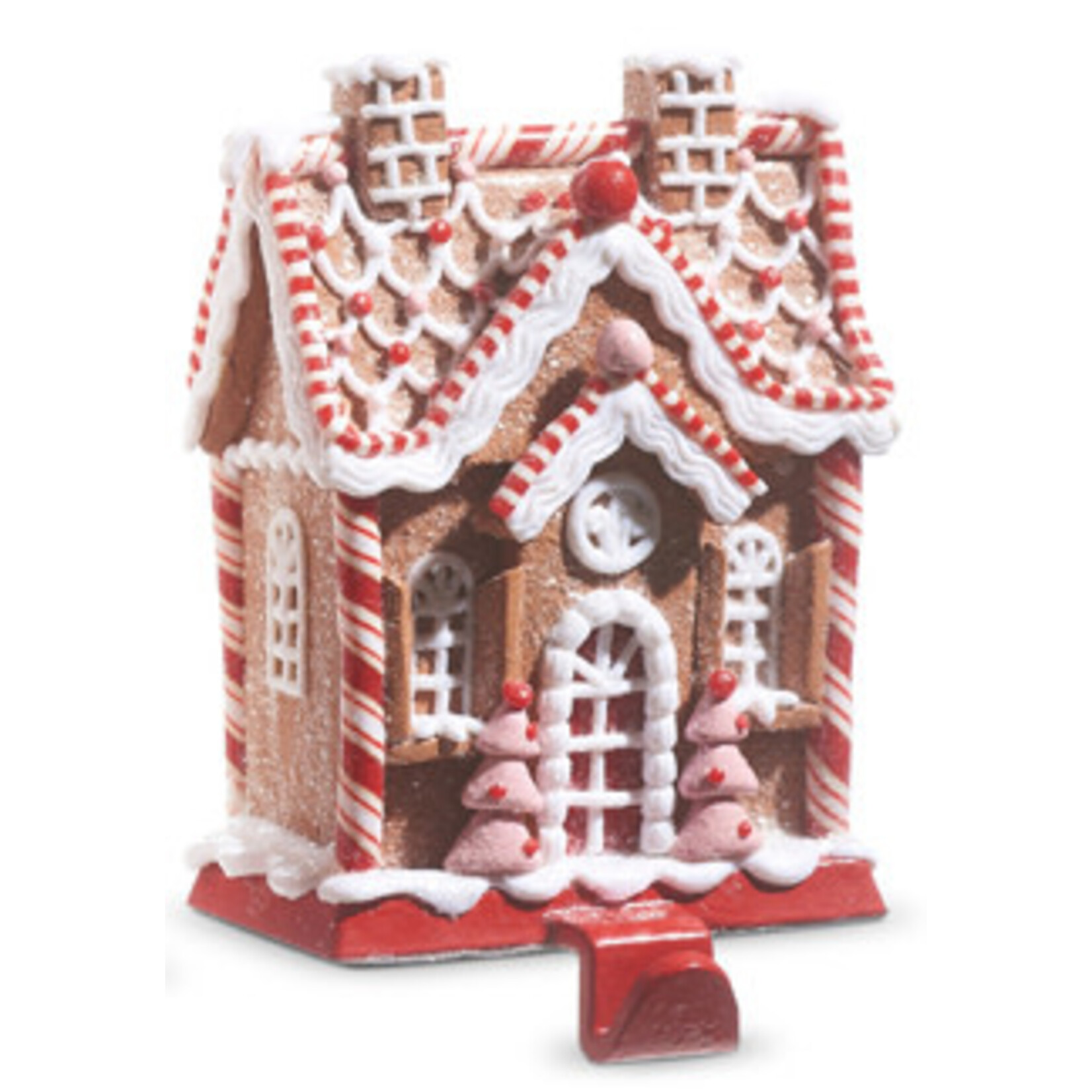 m. lynne designs red & white gingerbread house stocking holder
