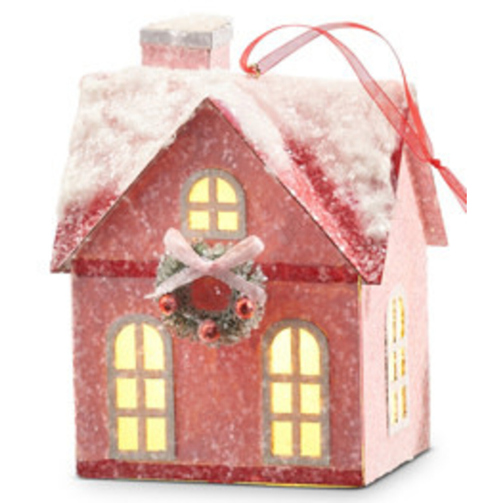 m. lynne designs lighted pink house ornament