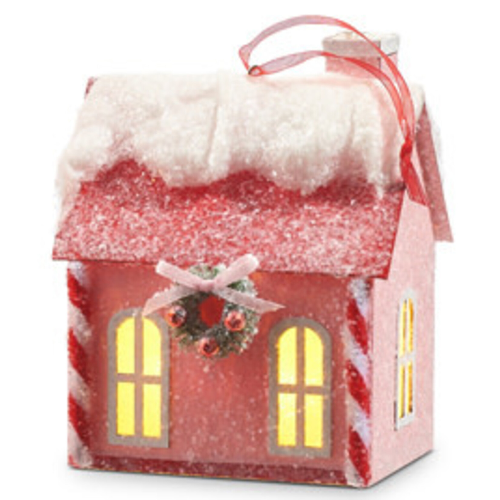 m. lynne designs lighted pink house ornament