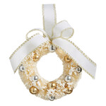 m. lynne designs white snow wreath ornament with ornaments and bow