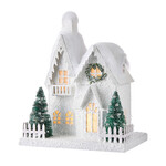 m. lynne designs double gable flocked lighted house