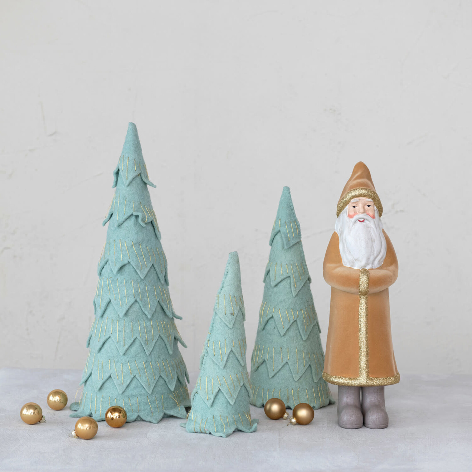 m. lynne designs mint felt tree with gold metallic stitching