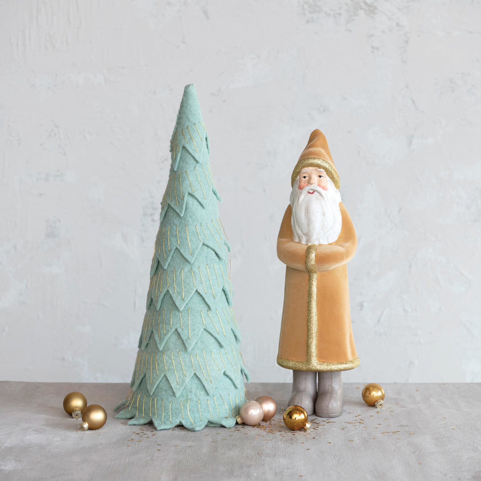 m. lynne designs mint felt tree with gold metallic stitching