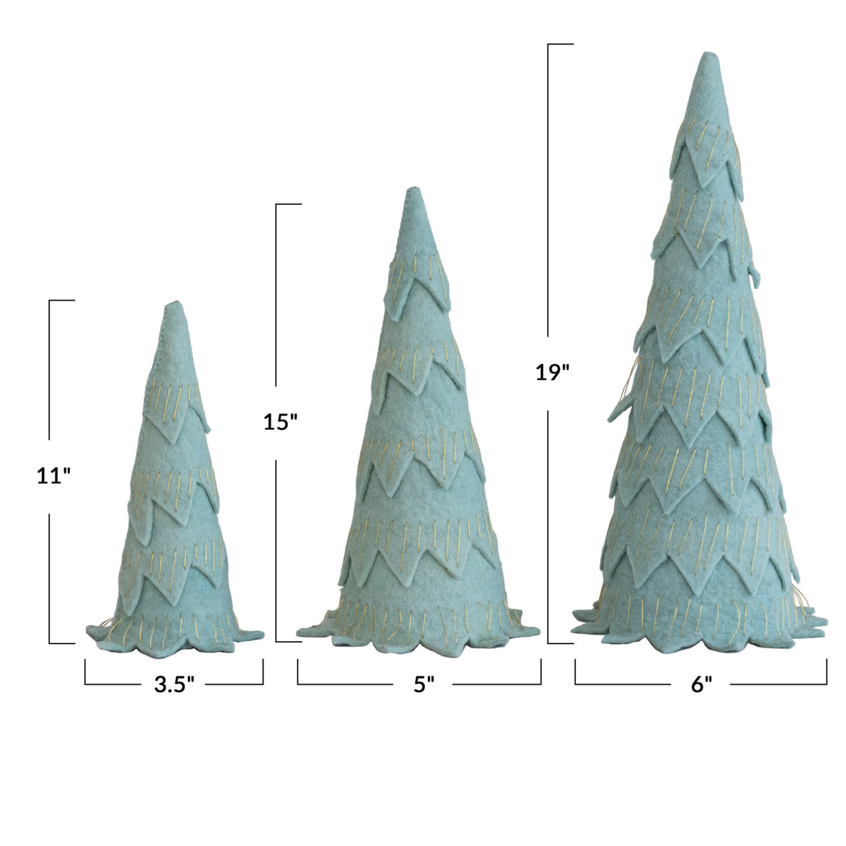 m. lynne designs mint felt tree with gold metallic stitching