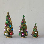 m. lynne designs gold bottlebrush tree with colorful ornaments