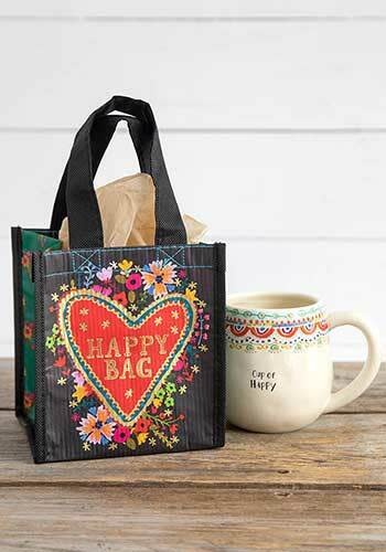 natural life Floral Heart Happy Gift Bag Bag, Small