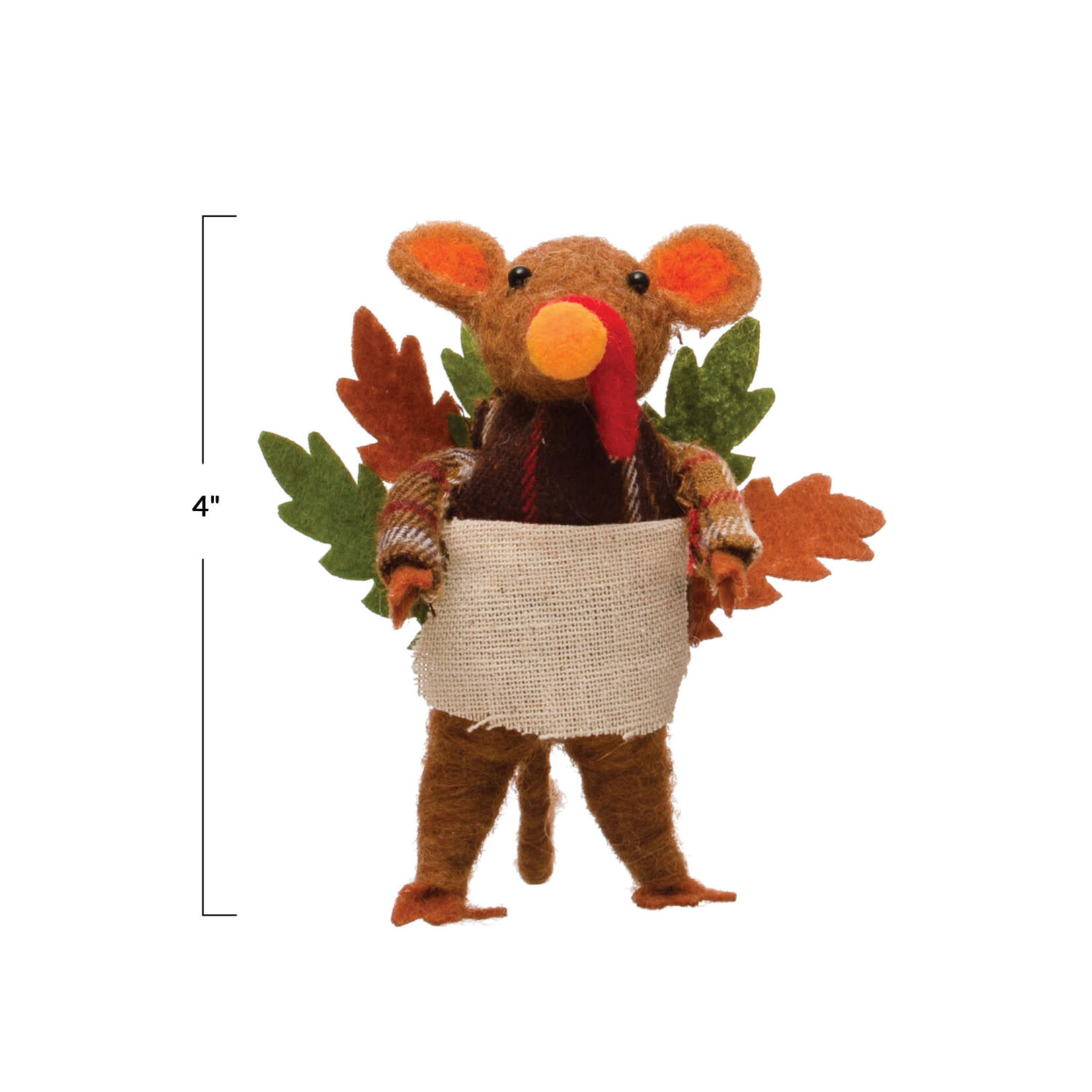 m. lynne designs felt turkey mouse with shirt & apron