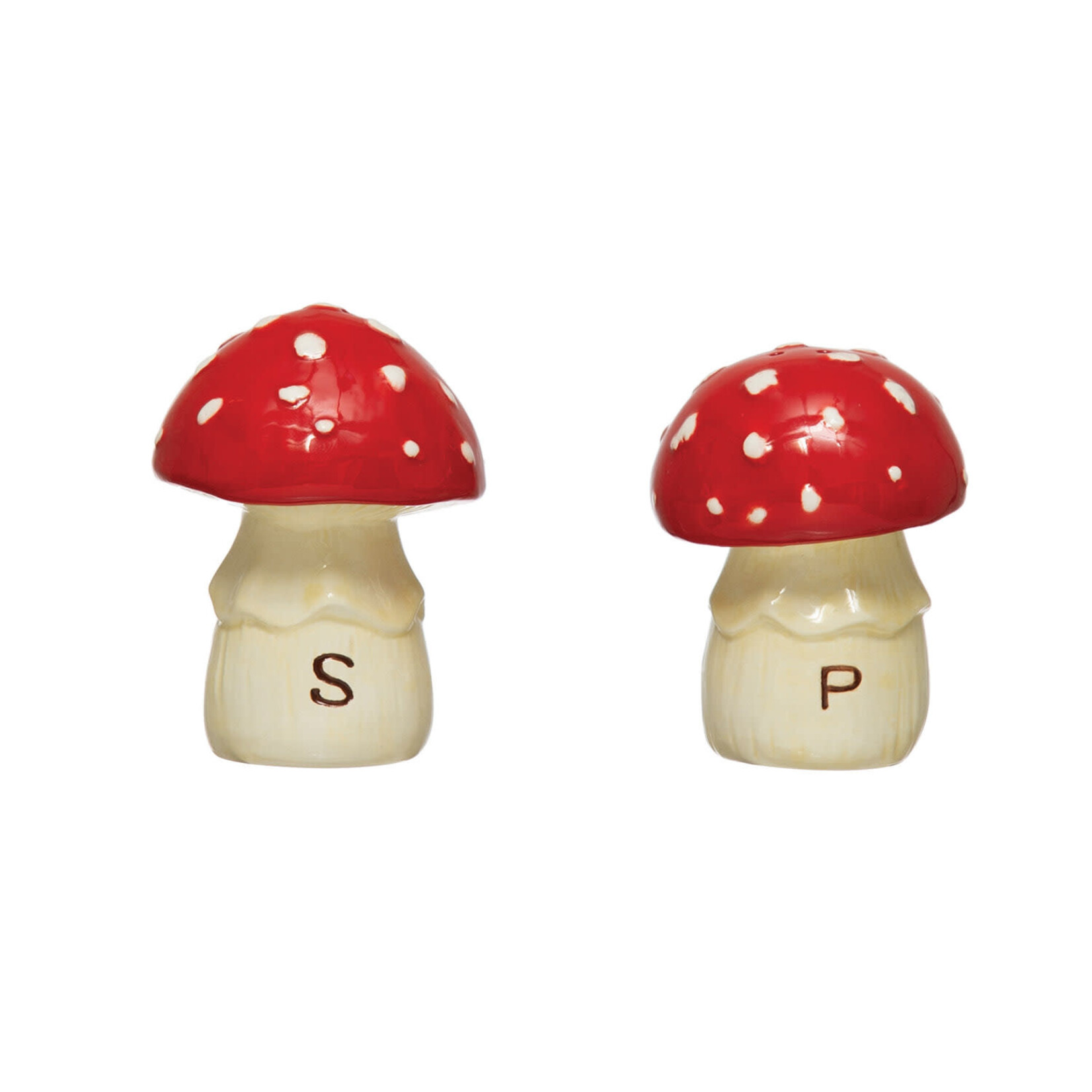 m. lynne designs ceramic mushrooms salt & pepper set