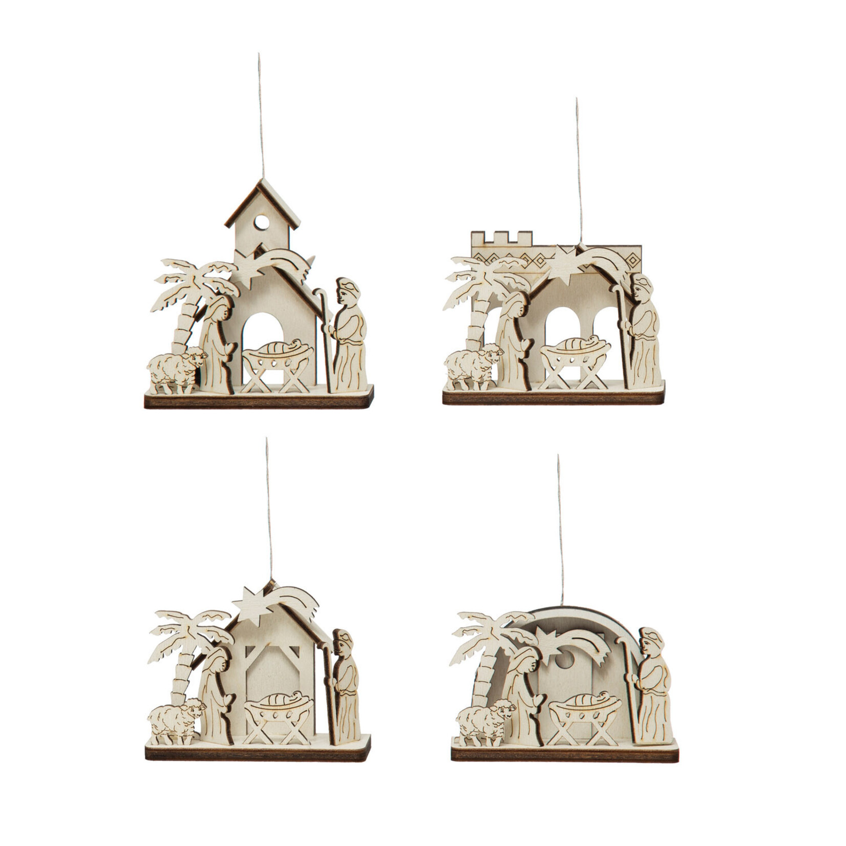 m. lynne designs wood laser nativity ornament