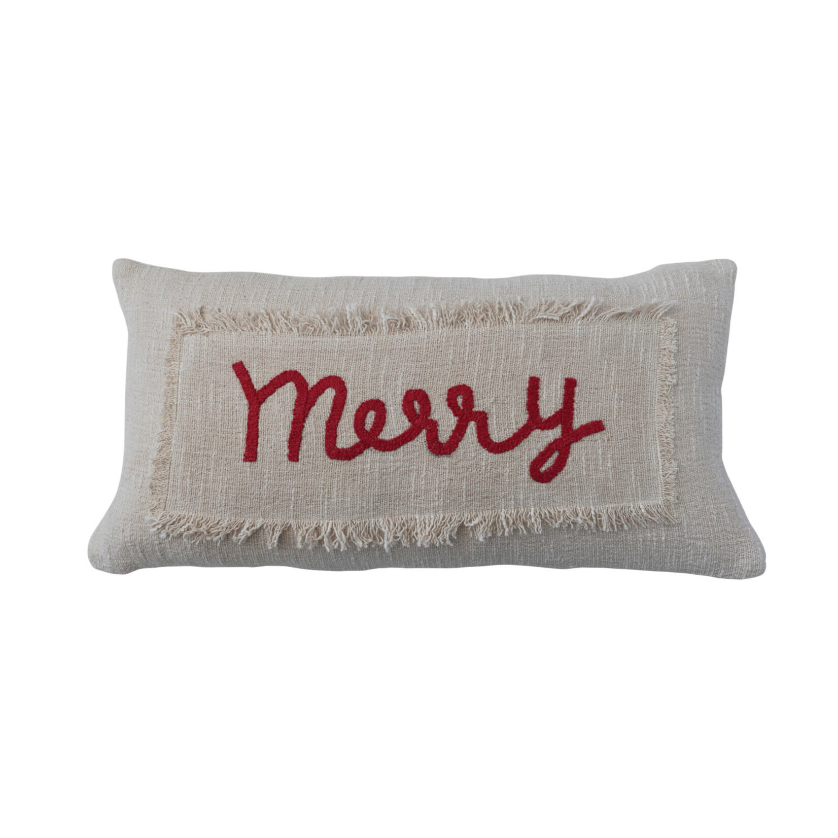 m. lynne designs merry embroidery and slub pillow