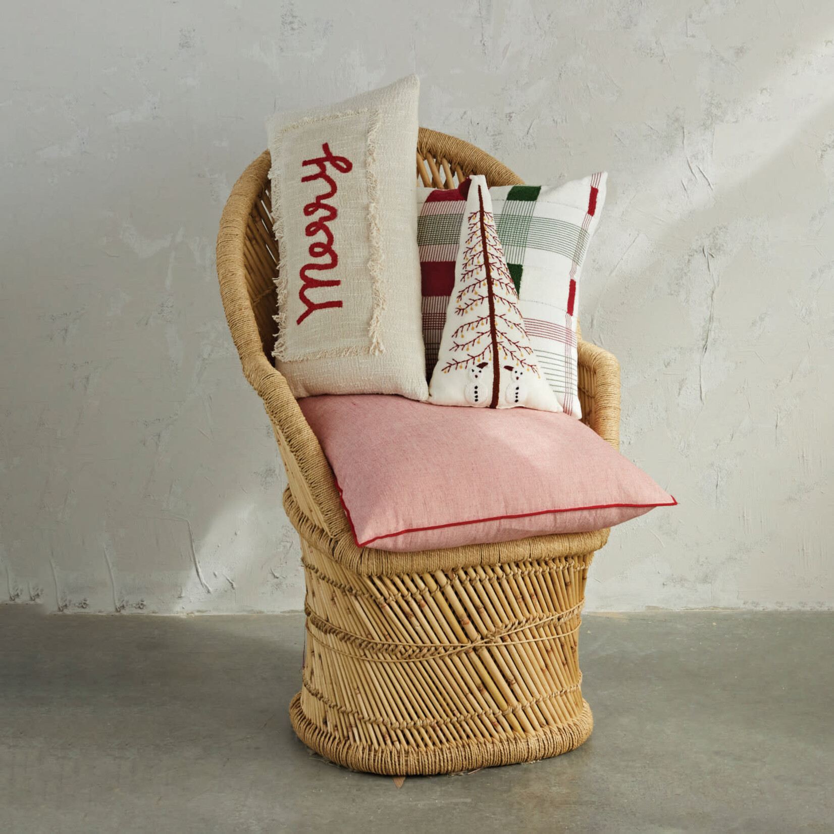 m. lynne designs merry embroidery and slub pillow