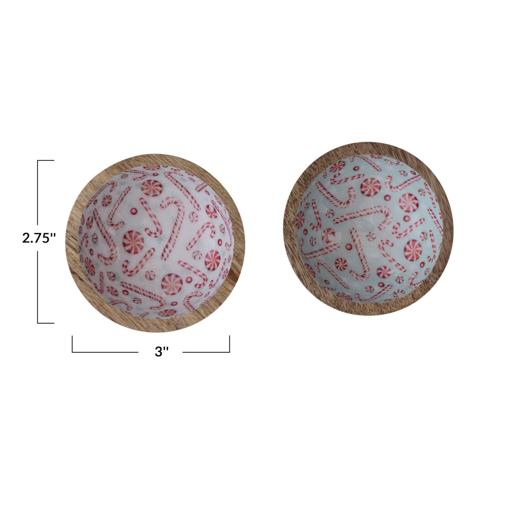 m. lynne designs christmas enameled mango wood bowl