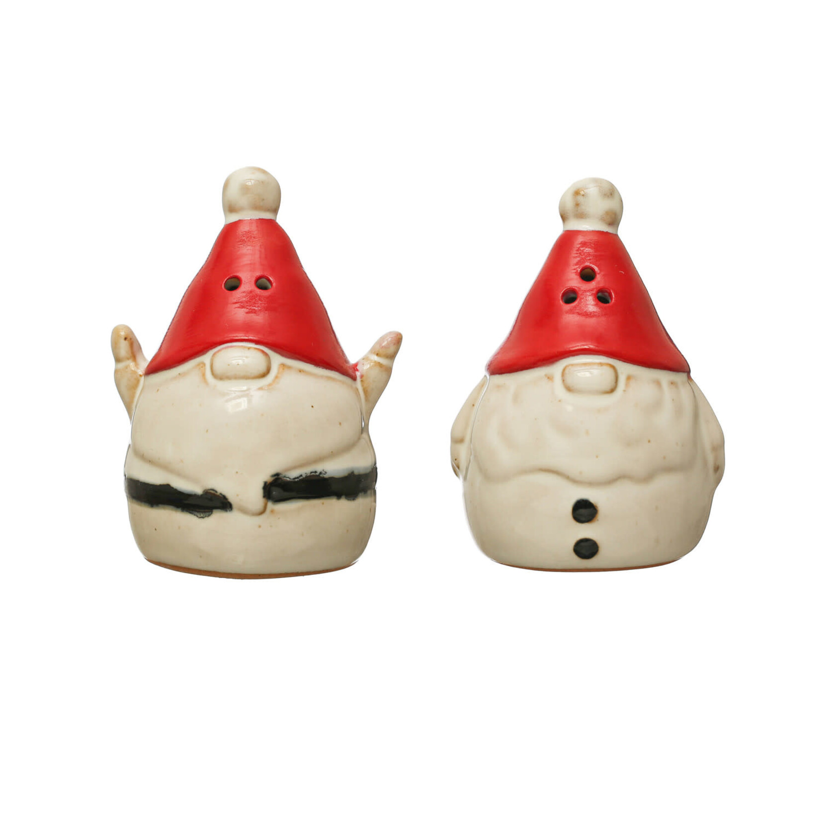 m. lynne designs glazed gnomes with hats salt & pepper set