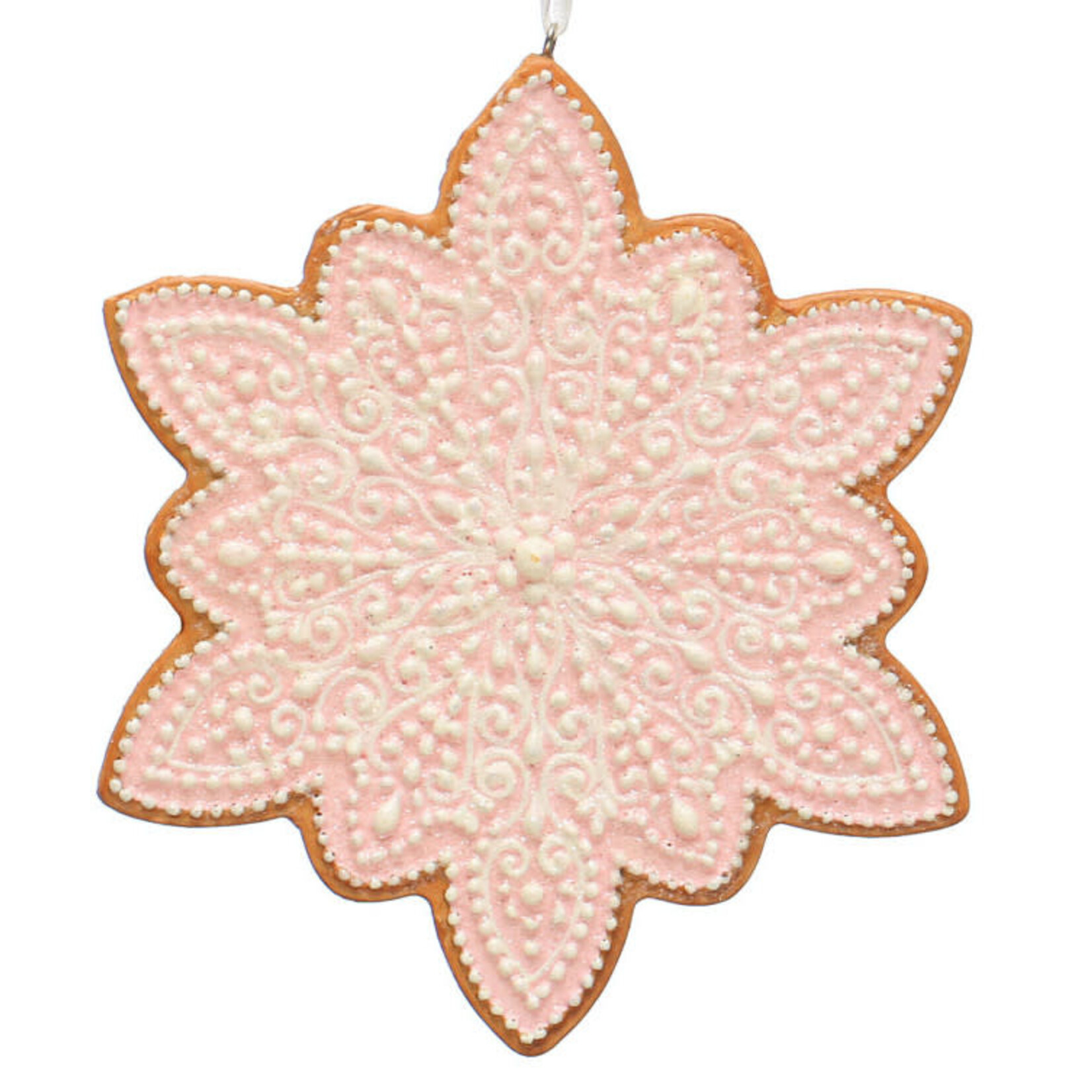 m. lynne designs pink & white iced snowflake ornament