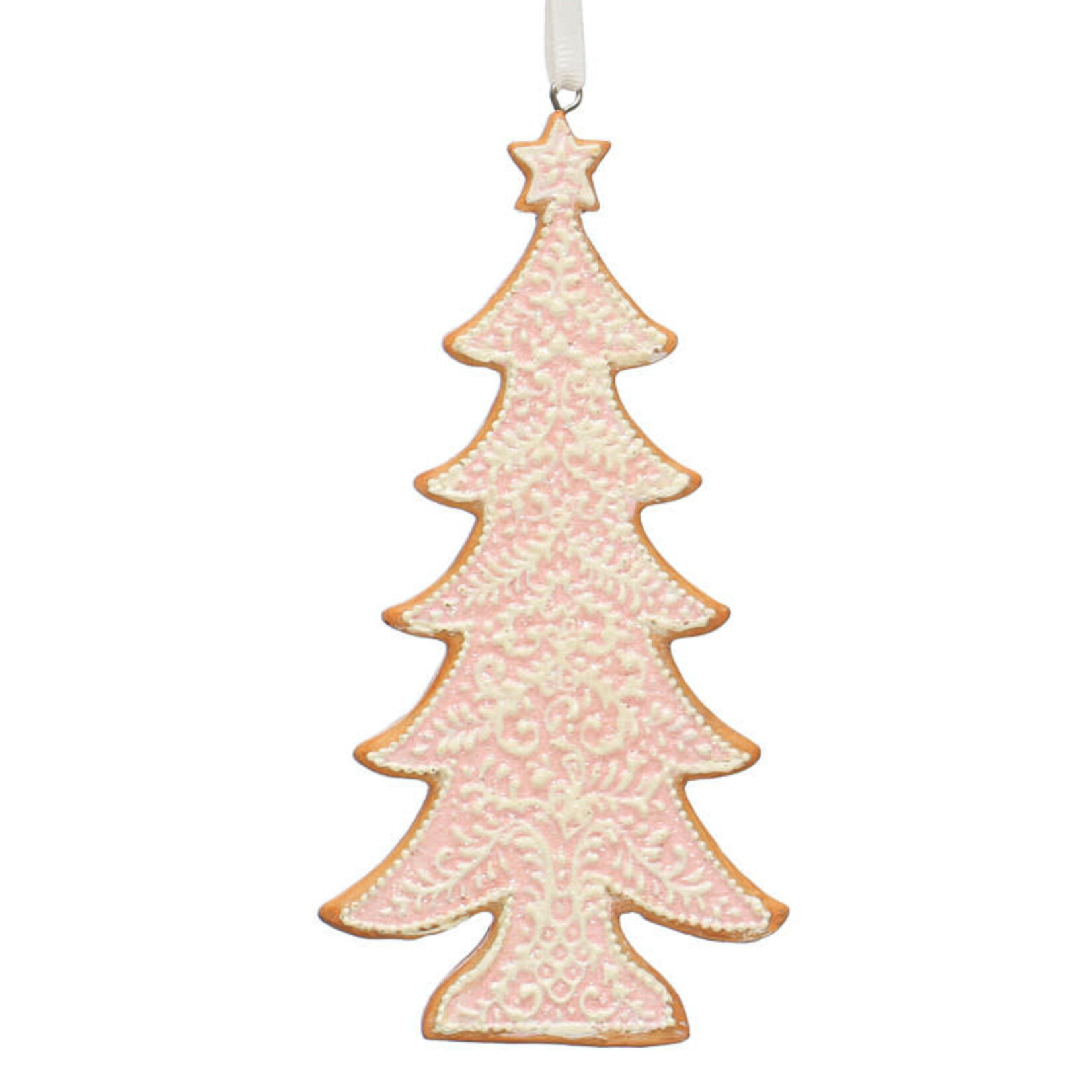 m. lynne designs pink & white iced tree ornament