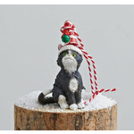 m. lynne designs black & white cat with hat and bell ornament