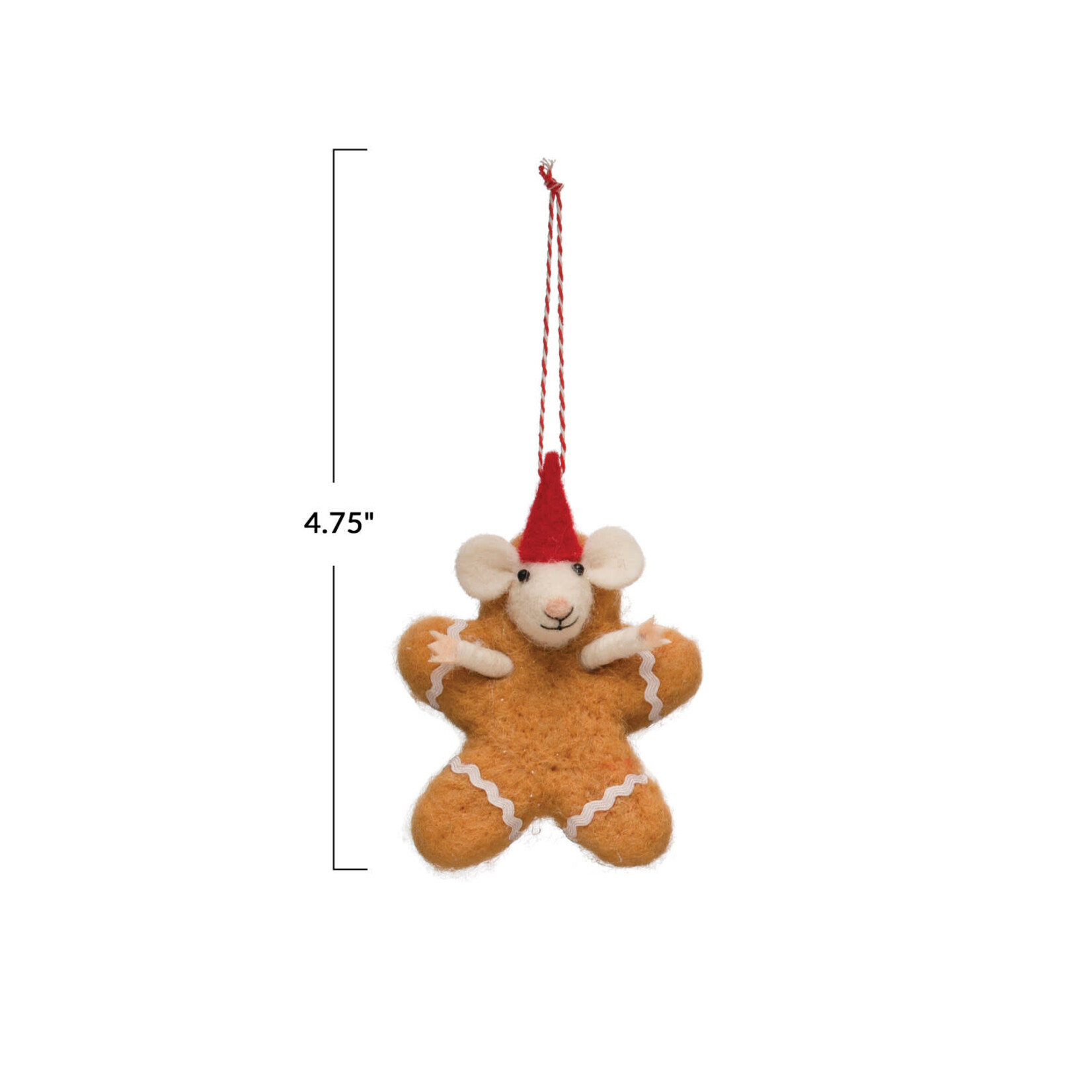 m. lynne designs felt gingerbread mouse in hat ornament