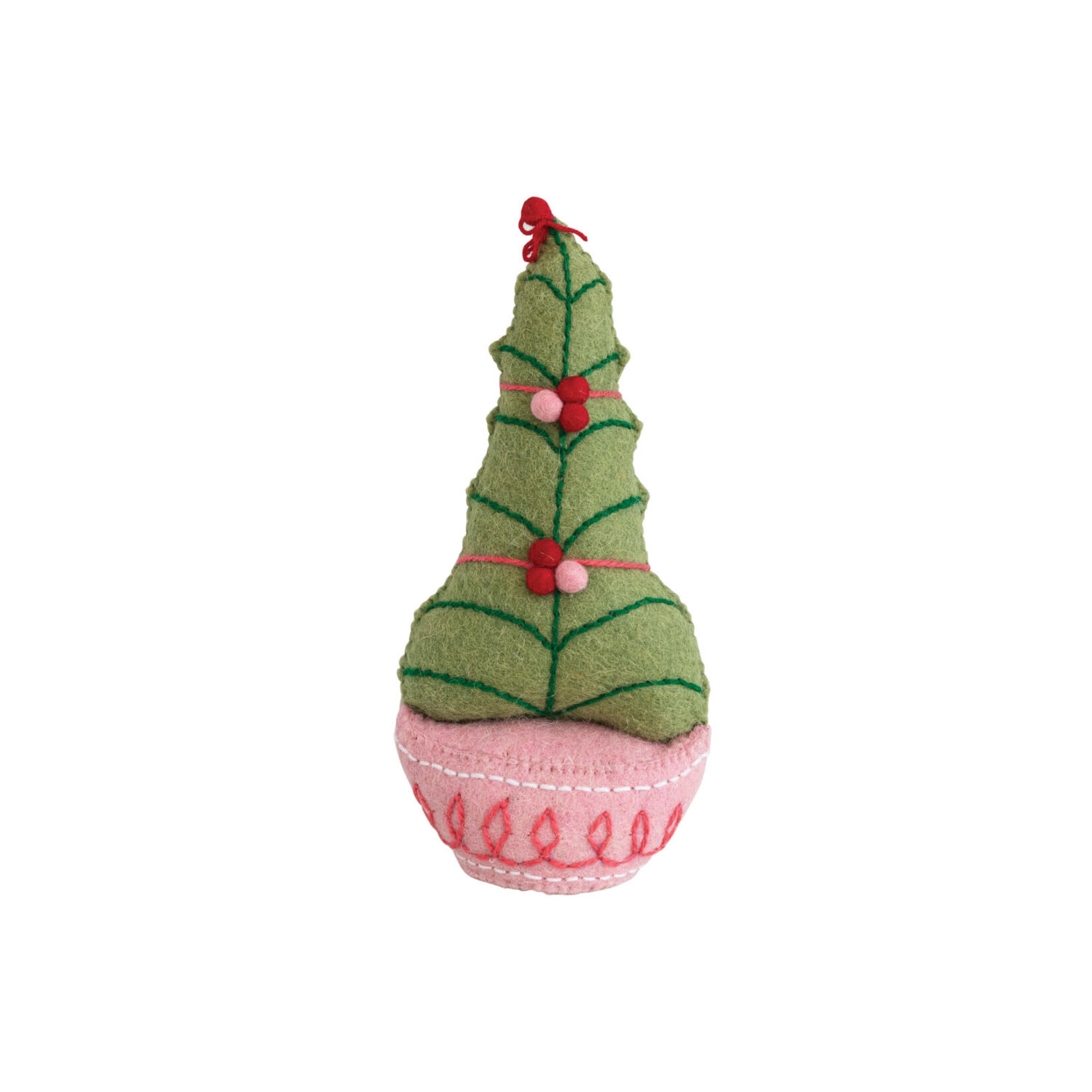 m. lynne designs pink & green felt tree with pom poms