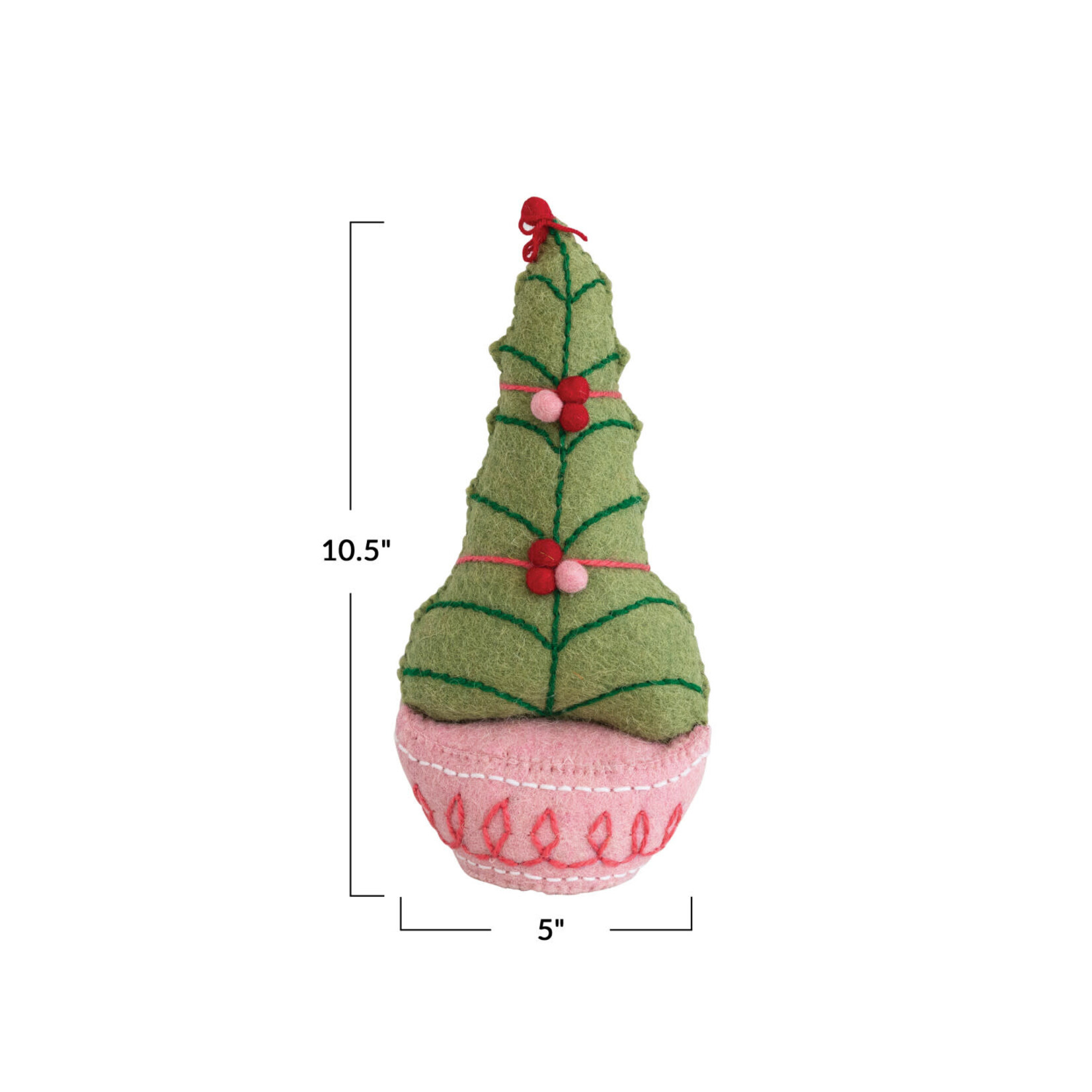 m. lynne designs pink & green felt tree with pom poms