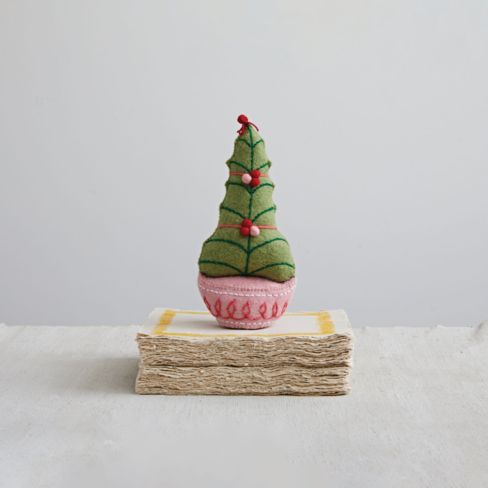m. lynne designs pink & green felt tree with pom poms