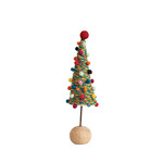 m. lynne designs multi-color felt tree with pom poms on wood base