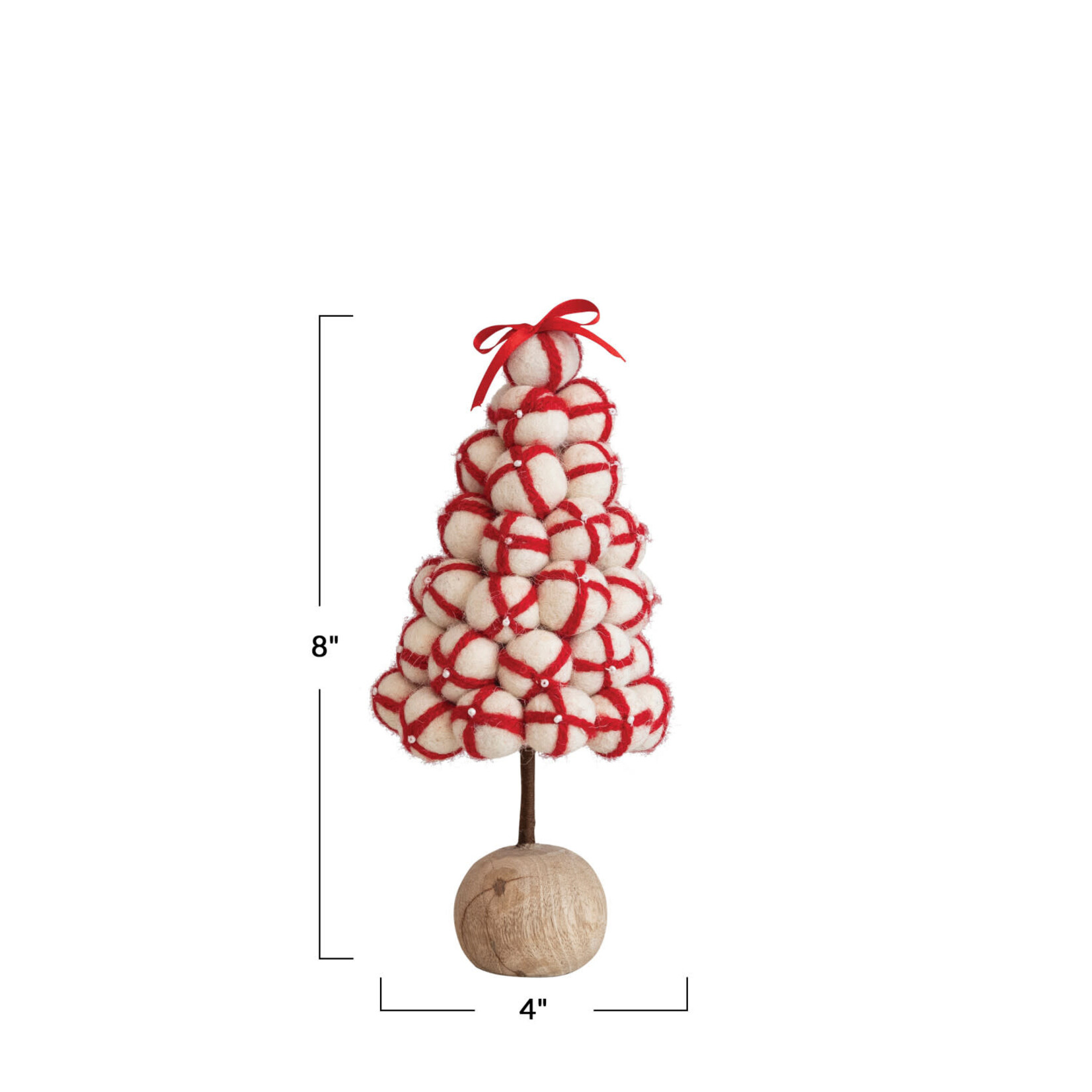 m. lynne designs red & white felt tree with pom poms