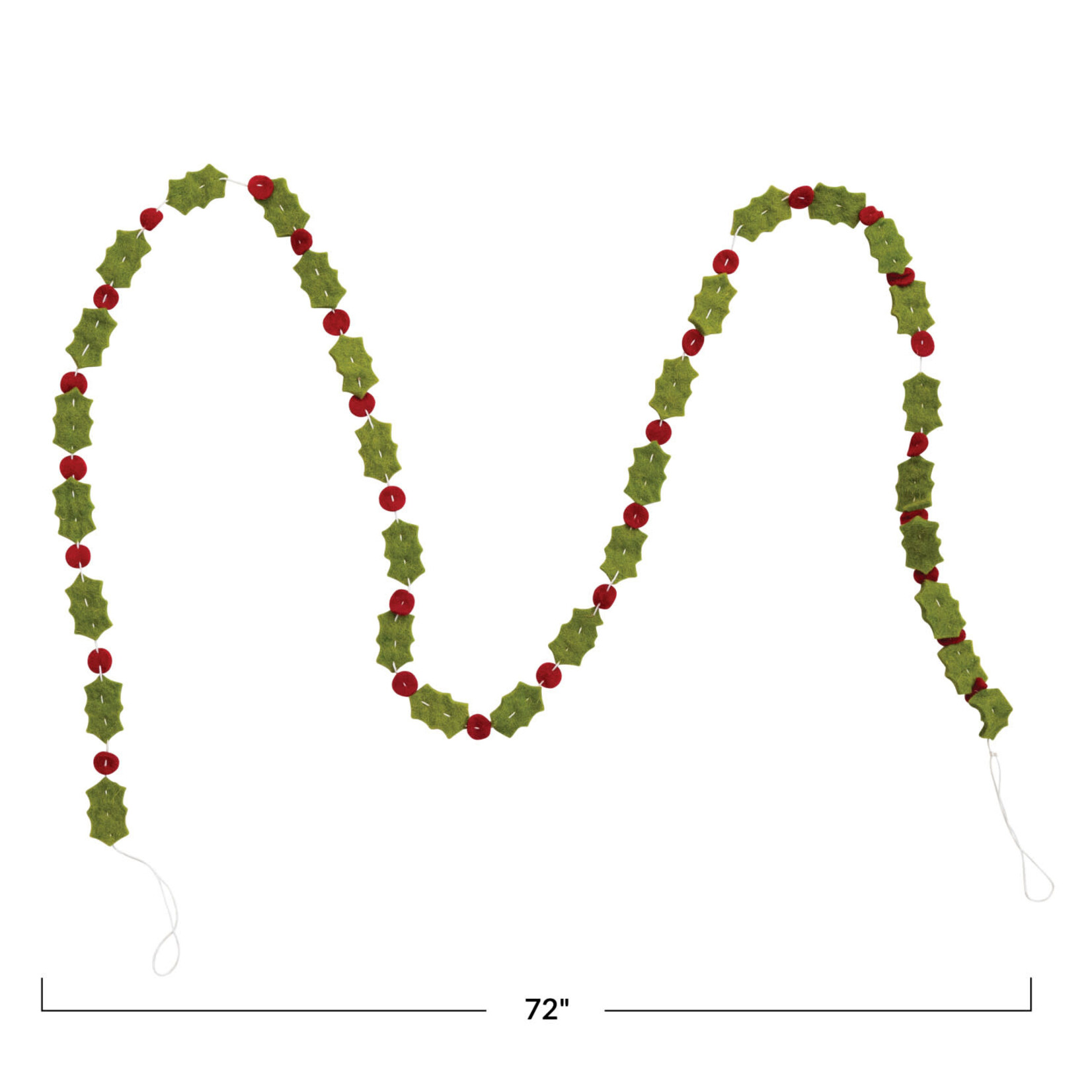 m. lynne designs felt holly leaves & berries garland