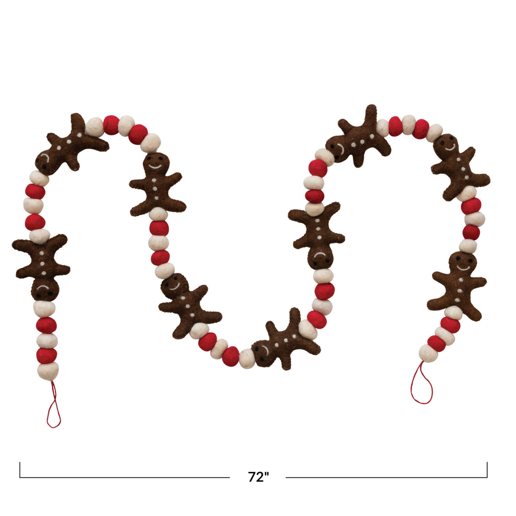m. lynne designs felt gingerbread men with poms garland