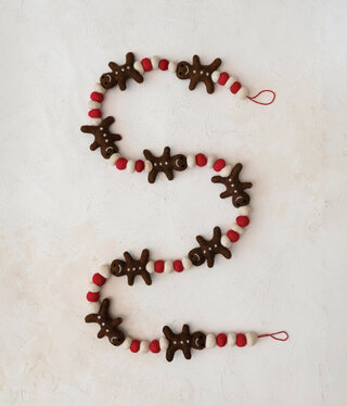 available at m. lynne designs Felt Gingerbread Men with Poms Garland