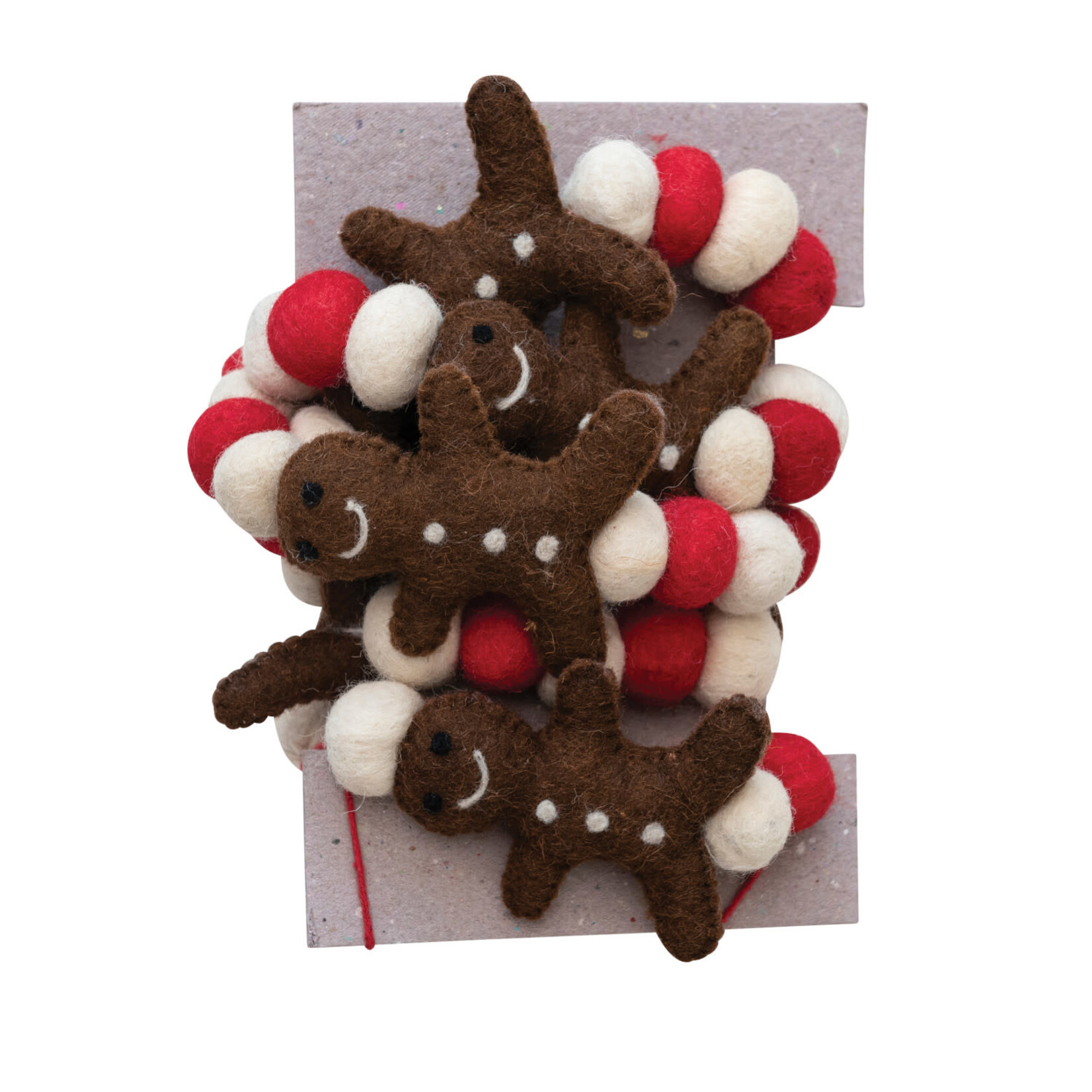 m. lynne designs felt gingerbread men with poms garland