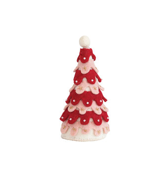 available at m. lynne designs Pink & Red Scallop Felt Tree with Beads
